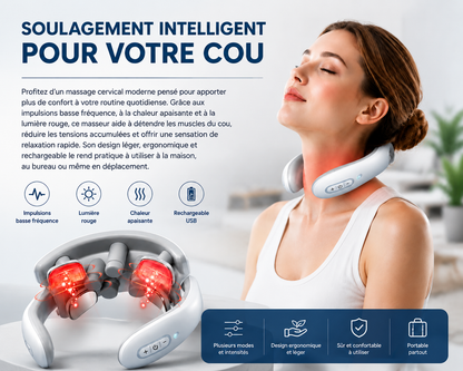 Masseur Cervical Électrique — Soulagement Rapide des Douleurs au Cou | Lumière Rouge + Chaleur