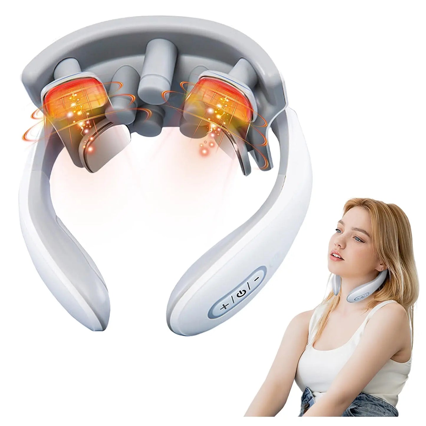 Masseur Cervical Électrique — Soulagement Rapide des Douleurs au Cou | Lumière Rouge + Chaleur